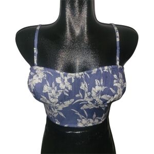 American Eagle Blue and White Floral Cropped Cami Top Size M